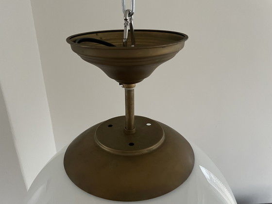 Image 1 of Lampada a sospensione Art Déco XXL - Opalino e ottone