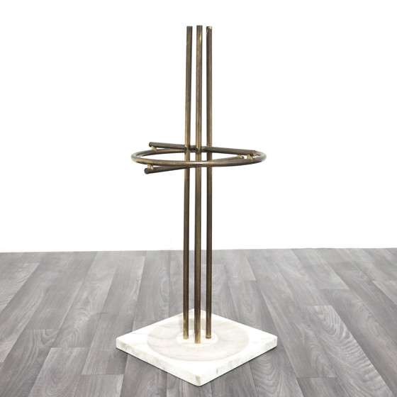 Image 1 of Renato Zevi Metalarte Umbrella Stand Marble And Brass Design Modernism