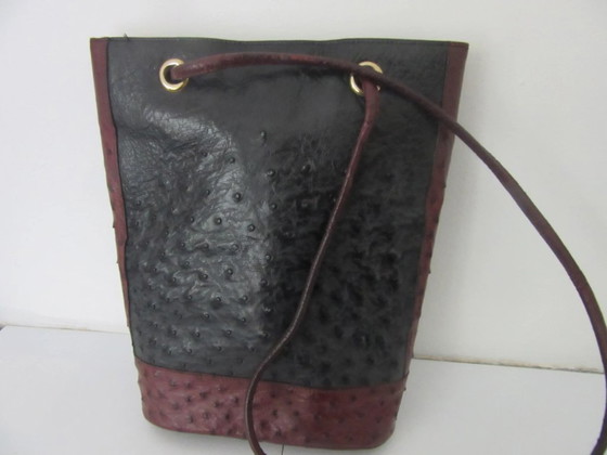Image 1 of Guy Laroche Paris schoudertas, crossover tas, emmermodel, struisvogel leer, vintage