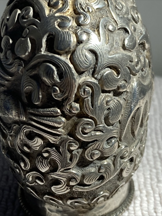 Image 1 of Flacon Khlôl tabatière à priser en argent et capuchon turquoise 