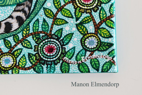 Image 1 of Cuadro pintado a mano Bebé Leopardo Nublado 18 x 24 cm