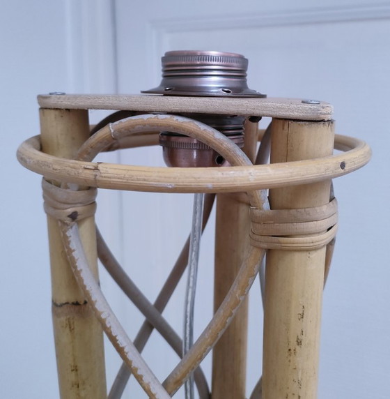 Image 1 of lampadaire bambou rotin vintage