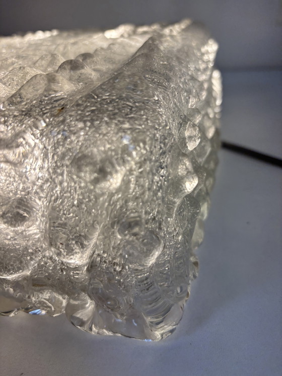 Image 1 of Vintage Hillebrand Ijsglas Plafonnière ijsglas / bubbel textuur (pelle di coccodrillo)