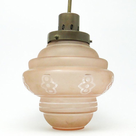 Art Nouveau Pendant Lamp, 20th Century, 1890s – Glass, Brass (photo 3 of 10)