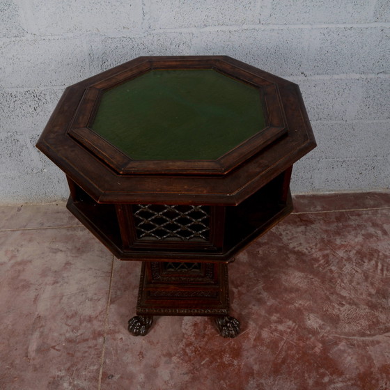 Late 19th Century Maggini Revolving Occasional Table with Removable Glass Top, Coffee tables, Wood, Brown (photo 11 of 20)