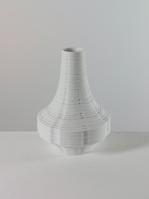 Vintage bisque porcelain vase Heinrich Relief 1970