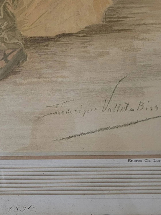 Lithograph, Frédérique Vallet-Bisson, Elegant, 1900s, – Paintings & Drawings, Wood, Bamboo (photo 3 of 6)