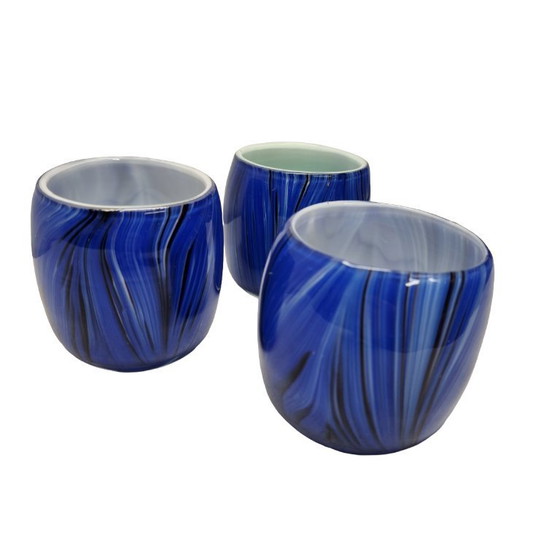 Image 1 of 3 porte-bougies chauffe-plat vintage bleu cobalt