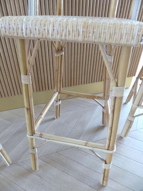 Image 1 of Set van 3 Maison Louis Drucker bistrostoelen in licht Manila-rotan.