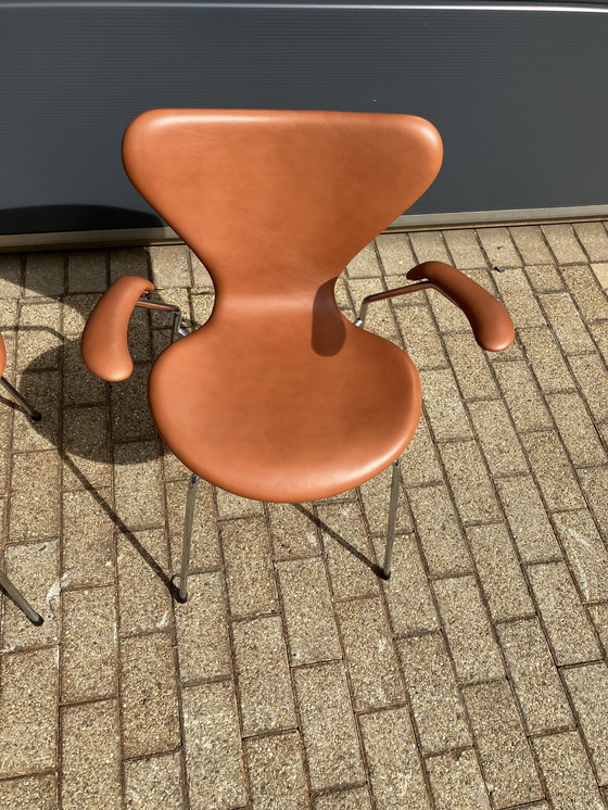 Image 1 of Fritz Hansen series 7 Butterfly chairs in Cognac leather NEW!!