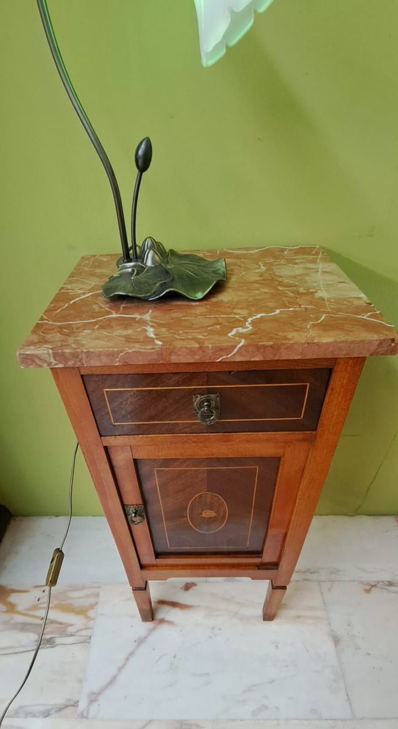 Comodino antico anni '50, Comodini, Bronzo, Marmo, Marrone (foto 4 di 10)