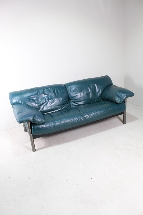 Image 1 of Divano vintage in pelle blu di design italiano