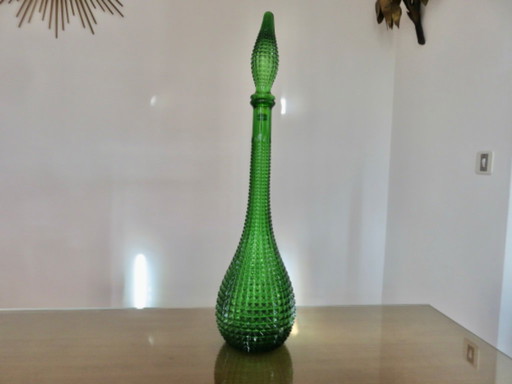 Empoli Italië karaf van groen diamantvormig glas