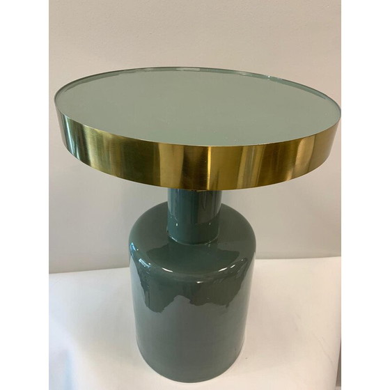 Image 1 of Vintage side table in glossy jade and gold color