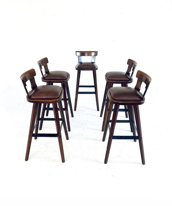 Image 1 of 5x Tabouret de bar brutaliste années 70