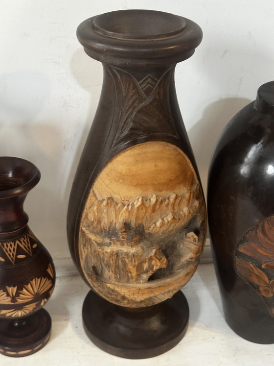 Set di 5 vasi/portacandele in legno vintage di metà secolo – Artisanat mid-century, Oggetti decorativi, Wood (photo 5 of 15)