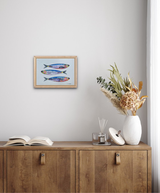 Sardines Watercolor – sennelier, Wall decoration, Cotton, Paper (photo 7 of 7)