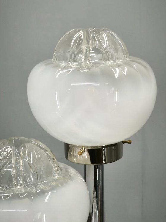 Italienische Stehleuchte aus Murano-Glas, Chrom und Marmor, dreiflammig, 1970er Jahre – Stehleuchten, Marble (photo 11 of 15)