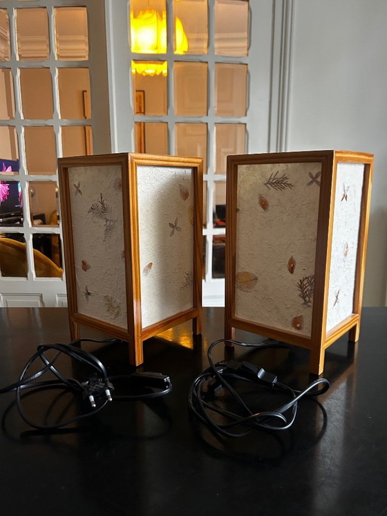 Image 1 of Coppia di lampade a fiori secchi, anni '70