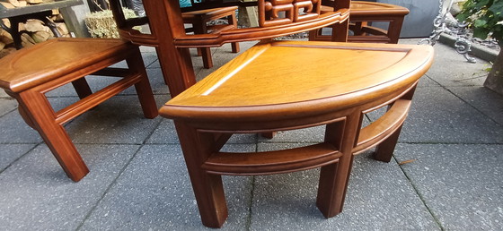 Image 1 of Vintage 1950s teak Chinese tea table coffee table