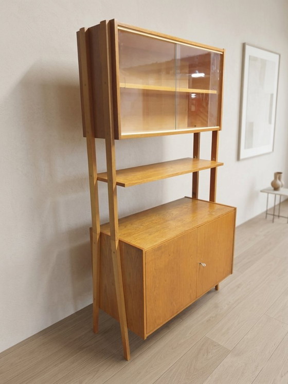 Image 1 of Wall Shelf Bookcase by František Jirák for Tatra Nábytok, Mid Century Teak Veneer Storage Cabinet, 1960s, Czechoslovakia