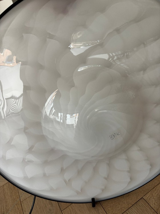 Large Vintage Italian Murano Glass Pendant Lamp – White Swirl Glass – 1970/80's (photo 11 of 12)