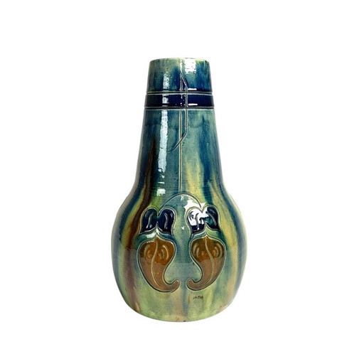 Jarrón Art Déco flamenco con motivos florales, años 20