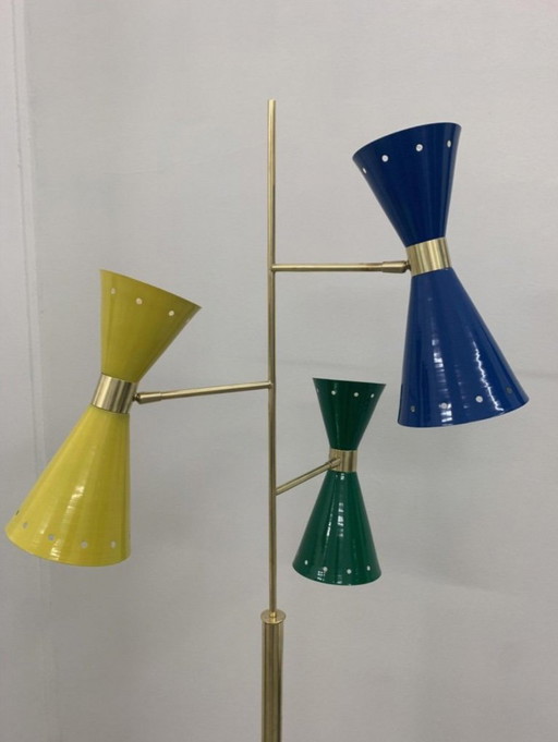 Lampada da terra con 3 coni regolabili di Stilnovo, Italia, anni '50