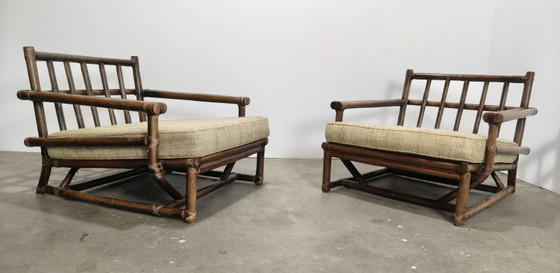 Image 1 of Vintage rattan lounge chairs by McGuire