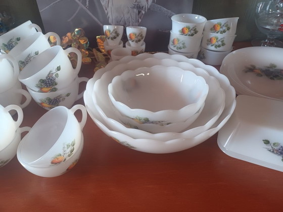 Image 1 of Large lot of vintage Arcopal Fruit de France dinnerware