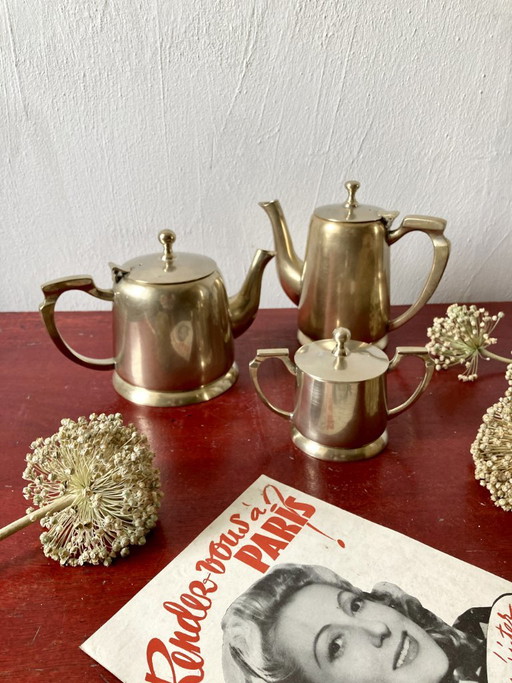 Antikes versilbertes Tee- und Kaffeeservice im Art-Deco-Stil – tafelaccessoires, Metal (photo 2 of 18)