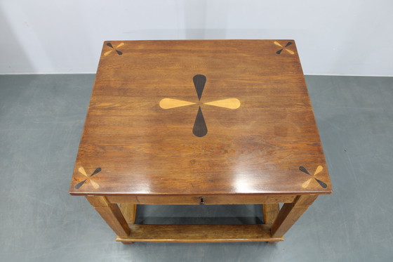 Image 1 of Gerestaureerde antieke eiken tafel uit 1930, Tsjecho-Slowakije