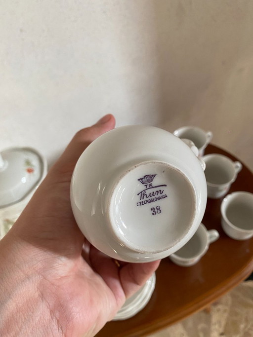 TK Thun Czechoslovakia Mid-Century Floral Porcelain Tea & Coffee Service – 15 Pieces – servies (photo 2 of 24)
