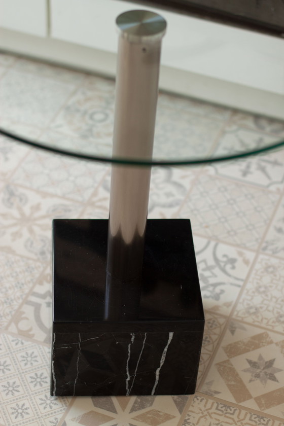 Image 1 of Schwarzer Marmorsockeltisch, 1980er Jahre