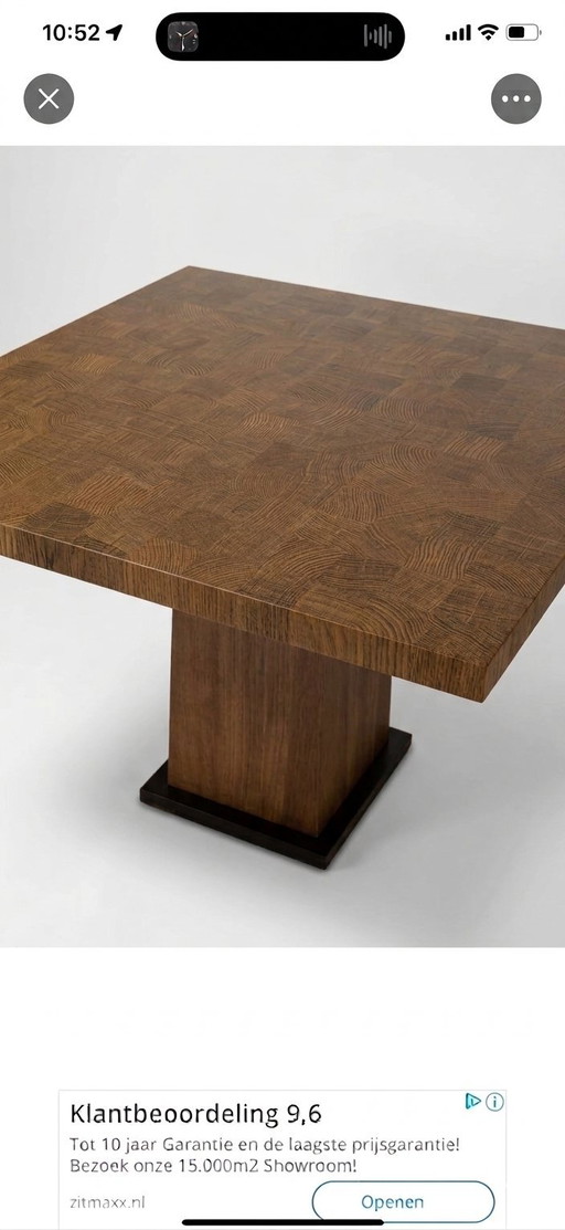Table de salle à manger carrée Van Rossum en bois de bout