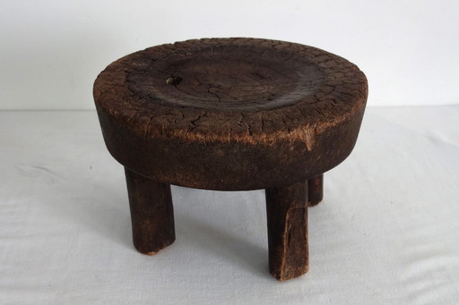 Vintage Baule Wooden Stool, Ivory Coast