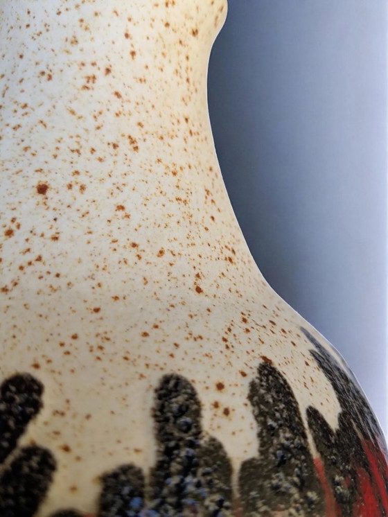 Image 1 of Vintage Bay Fat Lava jug, West Germany ceramic in beige with black-red-black design, 60s/70s, model number 71-25