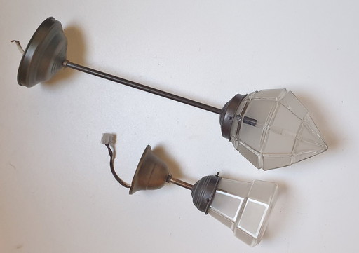 2 lampade a sospensione Art Déco degli anni '40