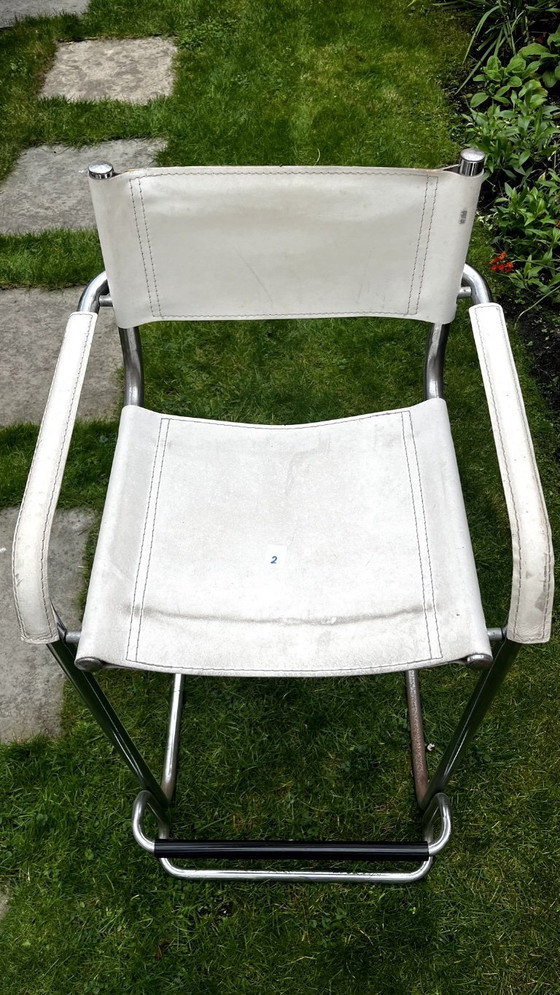 Image 1 of 4 x Tabourets de bar vintage blanc + chrome