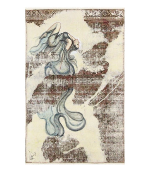 Oriental Hand-Knotted Vintage Art Classic & Relief Design 130 x 84 cm Beige, Multi-Color