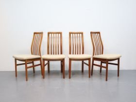 Vintage Dining chair / Teak fabric / brown cream / Schou Andersen – Scandinavian (photo 2 of 5)
