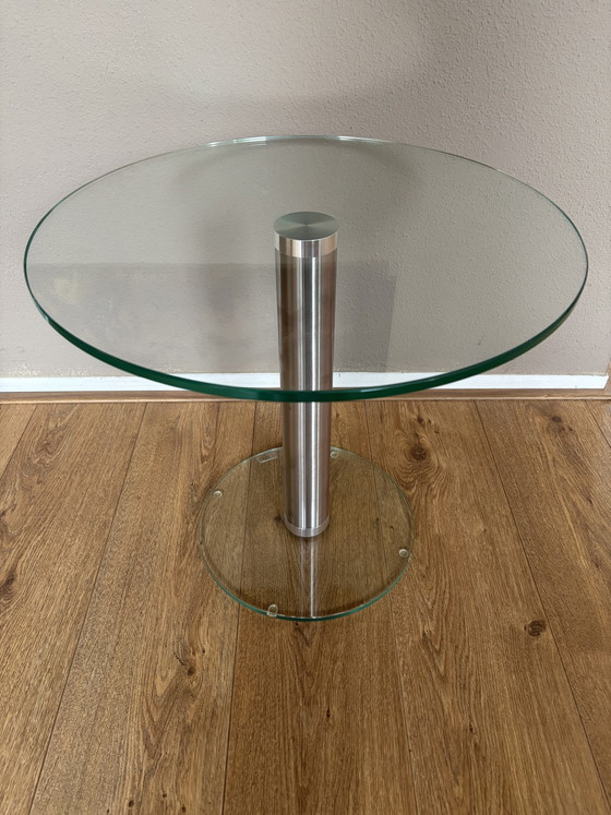 Table d'appoint Vintage Ronde en Verre Helderr – Tables d'appoint, Glass, rvs (photo 2 of 5)