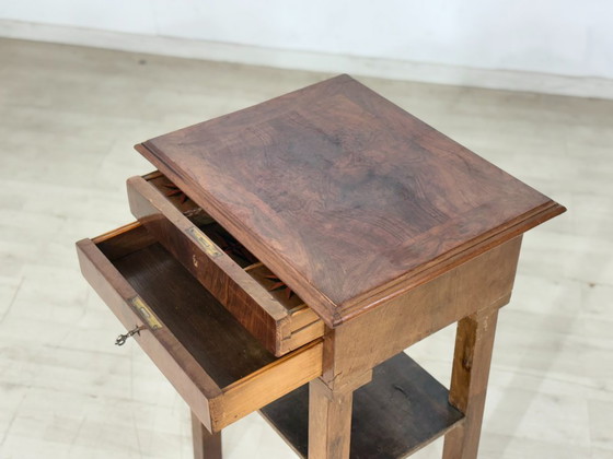 Image 1 of Antieke Biedermeier/Gründerzeit naaitafel - uniek exemplaar met sterinleg