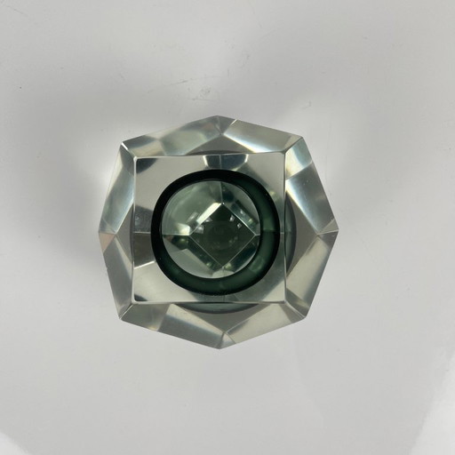 Cenicero/bandeja para joyas Sommerso de cristal de Murano, forma de diamante, Italia, 1970.