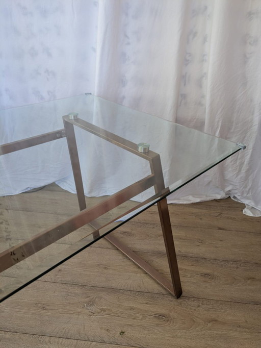 x Made.com Haku Dining Table – Copper Base & Glass Top – 6 Persons