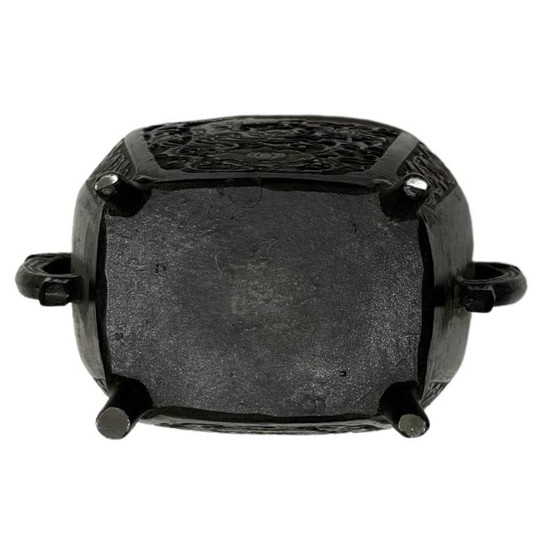 Antiguo quemador de incienso Koro japonés de bronce con relieve de dragón - Censer de altar del período (photo 11 of 11)