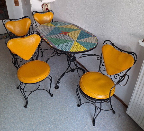 Set da pranzo vintage in ferro battuto per interni ed esterni – Set da giardino, Metallo (photo 13 of 14)