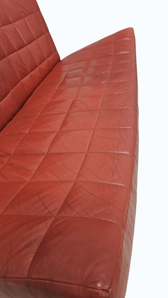 Image 1 of Sofá de 2 plazas Leolux Volare con otomana – Piel roja – Diseño de Jan Armgardt