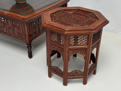 Handmade Pakistani Coffee Table and Side Table Set – salontafels, Wood (photo 2 of 7)