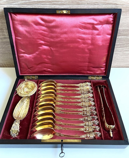 Silver & Gold Vermeil Tea Set Napoleon III Period France